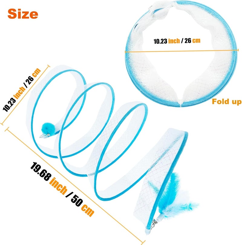CATENEED Self Play Cat Hunting Spiral Tunnel Toy, Folded Cat Spring Tunnel Toys for Indoor Cats (Blue) - Image 3